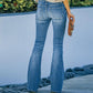 Women's Jeans Slim Fit And Slim Multi-button Flared Washed Trousers